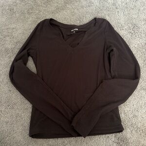 Hollister Women's Dark Brown Long Sleeve Top